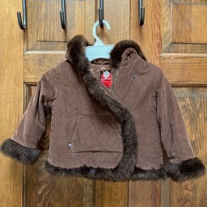 Babygap 3T corduroy winter jacket with fur trim